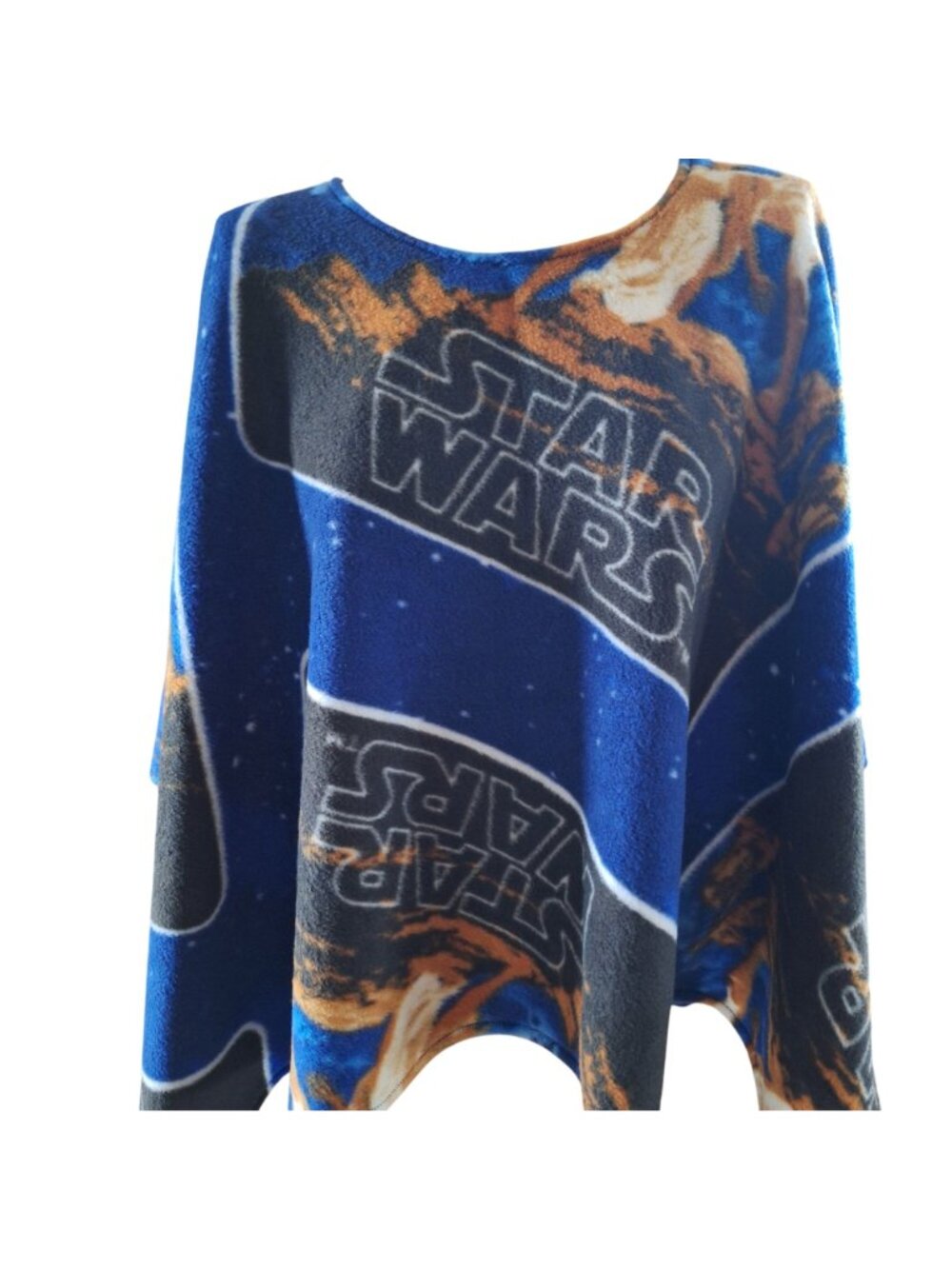 Original Star Wars Fleece Handmade Poncho Blue Orange Lightweight - Picture 11 of 11